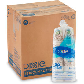 10 oz Dixie PerfecTouch Paper Hot Drink Cups & Lids Combo, Pack of 300