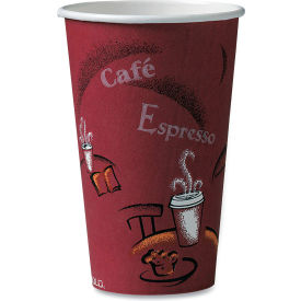 Paper Hot Drink Cups, 16 oz, Maroon, Pack of 50