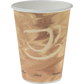 Printed Polycoated Paper Hot Drink Cups, 12 oz, Brown, Pack of 1000