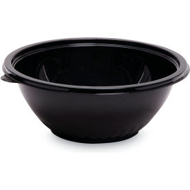 Pack n Serve Plastic Bowl, 80 oz, 10" Dia. x 4"H, Black, Pack of 25