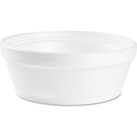 Foam Food Container, Squat, 8 oz, 4-5/8" Dia. x 1-1/8"H, White, Pack of 500