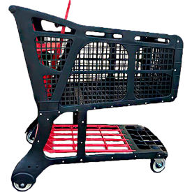 Large Plastic Shopping Cart, Black and Red, 350 Lbs. Capacity