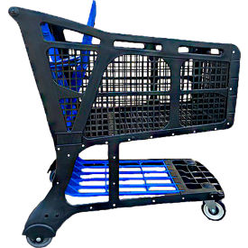 Large Plastic Shopping Cart, Black and Blue, 350 Lbs. Capacity