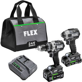 Flex Brushless 2 Tool Combo Kit with Drill Driver, Turbo Mode, Impact Driver & Quick Eject, 24V