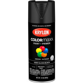 Colormaxx Paint & Primer, 12 oz., Semi-Gloss Black