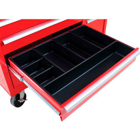 7 Compartment Drawer Organizer, 25"W x 18-3/8"D x 3-9/16"H, Black