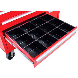 12 Compartment Drawer Organizer, 25"W x 18-3/8"D x 3-9/16"H, Black