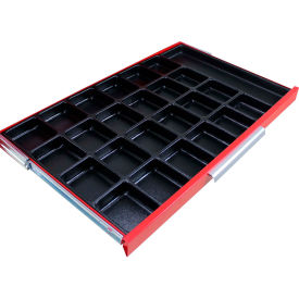 25 Compartment Drawer Organizer, 30"W x 18-3/8"D x 1-3/8"H, Black