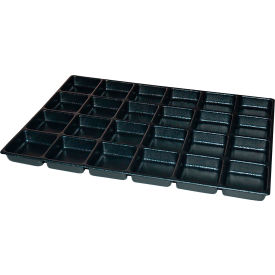 24 Compartment Drawer Organizer, 25"W x 18-3/8"D x 1-3/8"H, Black