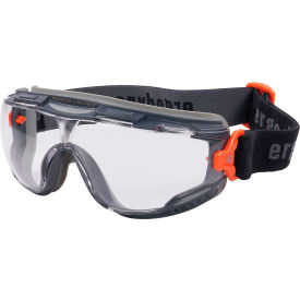 Clear Lens Safety Goggles with Elastic Strap, Anti-Scratch & Anti-Fog, Gray