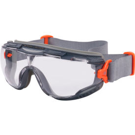 Clear Lens Safety Goggles with Neoprene Strap, Anti-Scratch & Anti-Fog, Gray