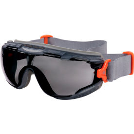 Smoke Lens Safety Goggles w/ Neoprene Strap, Anti-Scratch & Anti-Fog, Gray