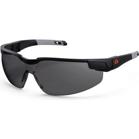 Safety Glasses w/ Adjustable Temples, Smoke Lens, Matte Black Frame