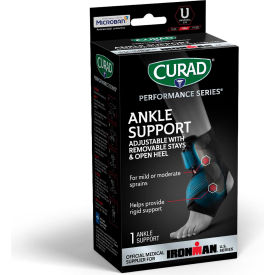 CURAD Performance Ironman Ankle Support w/ Stays, Black, Universal, 4 Pack