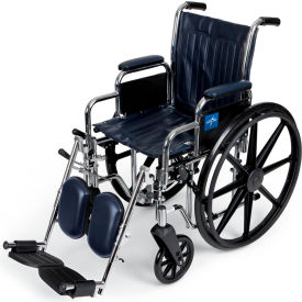 Excel Wheelchair w/ Removable Desk Length Arms & Elevating Leg Rests, Navy, 16"W Seat