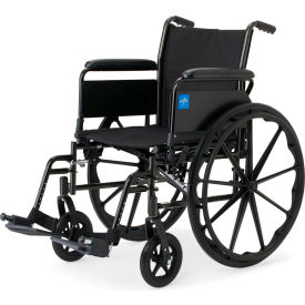 Medline Guardian Wheelchair with Full-Length Arms and Swing Away Footrests, 20"W Seat