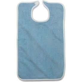 Terry Bib w/ Hook & Loop Strap, Adult, 18"L x 30"W, Blue, 12 Pack