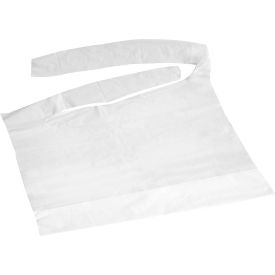 Disposable Waterproof Plastic White Bib w/ Crumb Catcher, 24"L x 16"W, Pack of 500