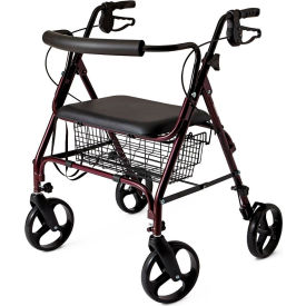X-Wide Heavy Duty Rollator w/ 8" Casters, Burgundy