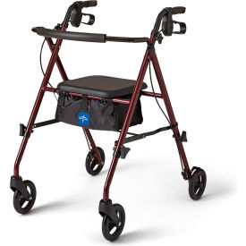 Superlight Steel Rollator w/ 6" Casters, Red