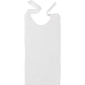 Disposable Tissue/Poly Adult Bib w/ Ties, 33"L x 16"W, White, Pack of 300