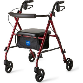Superlight Aluminum Rollator w/ 6" Casters, Burgundy