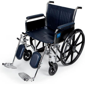 Extra Wide Wheelchair w/ Removable Full Arms & Elevating Footrests, 20"W Seat