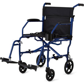 Transport Wheelchair, 19"W Seat, Blue Frame