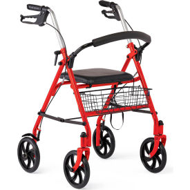 Knockdown Steel Rollator w/ 8" Casters, Red