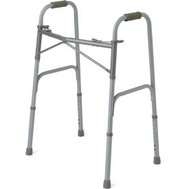 Adult Bariatric Two Button Folding Walker w/o Casters, Gray
