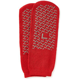 Double Tread Patient Slippers, Size L, Red, 48 Pack