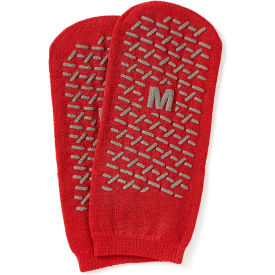 Fall Prevention Patient Slippers, Size M, Red, 48 Pack