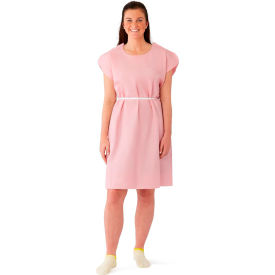 Disposable Patient Gowns w/ Opening & Belt, 30" x 42", Mauve, 50 Pack