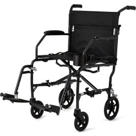 Ultralight Aluminium Transport Wheelchair, 19"W Seat, Black Frame