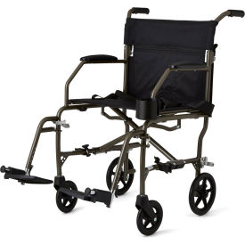 Aluminium Transport Wheelchair, 19"W Seat, Silver Frame