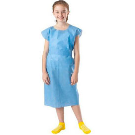 Pediatric Gowns, Tissue Poly Tissue, 21" x 36", Blue, 50 Pack
