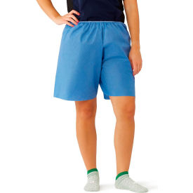Multilayer Disposable Exam Shorts w/ Elastic Waist, Size L, Blue, 30 Pack