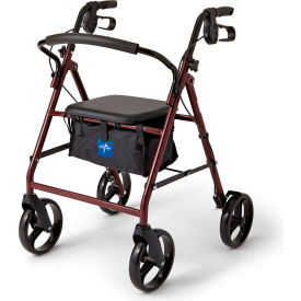 Basic Steel Rollator w/ 8" Casters, Burgundy