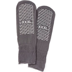Double Tread Terry Patient Slippers, Bariatric, Gray, 48 Pack