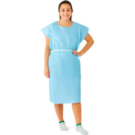 Disposable X-ray Patient Gowns w/ Opening & Belt, 30" x 42", Blue, 50 Pack