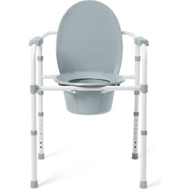 3 in 1 Elongated Steel Folding Commode, 350 lb. Capacity