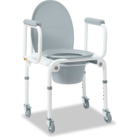 Padded Steel Drop Arm Commode, 300 lb. Capacity