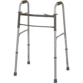 Junior Two Button Folding Walker w/o Casters, Silver, 4 Pack