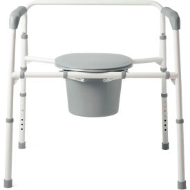 3 in 1 Elongated Bariatric Steel Folding Commode, 650 lb. Capacity