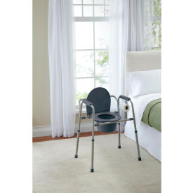 Knockdown Steel Bedside Commode w/ Microban, 350 lb. Capacity