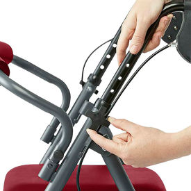 Knockdown Steel Rollator w/ 6" Casters, Burgundy