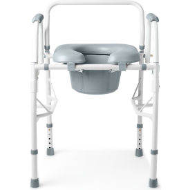 Padded Steel Drop Arm Commode, 350 lb. Capacity
