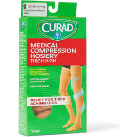 Compression Hosiery w/ 20-30 mmHg, Thigh High, Small, Size A, Tan
