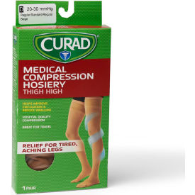 Compression Hosiery w/ 20-30 mmHg, Thigh High, X-Large, Size D, Tan
