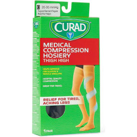 Compression Hosiery w/ 20-30 mmHg, Thigh High, Large, Size C, Black